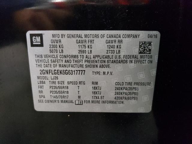 2GNFLGEK6G6317777 - 2016 CHEVROLET EQUINOX LTZ BLACK photo 13