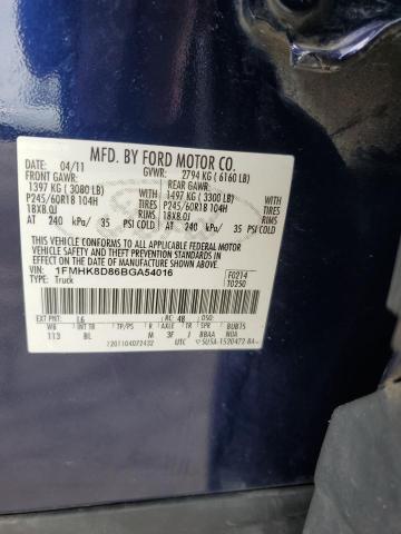 1FMHK8D86BGA54016 - 2011 FORD EXPLORER XLT ლურჯი ფოტო 13