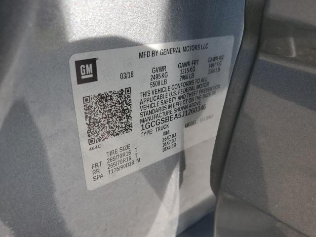 1GCGSBEA5J1260346 - 2018 CHEVROLET COLORADO ნაცრისფერი ფოტო 12