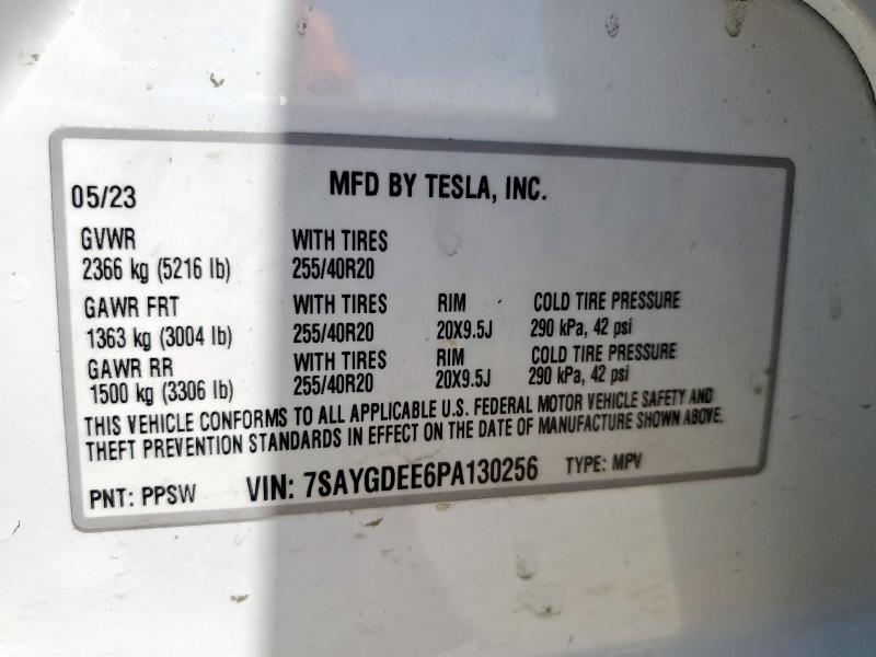 7SAYGDEE6PA130256 - 2023 TESLA MODEL Y 白色 照片 14