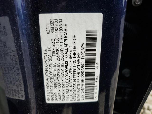 5FNYG1H4XRB048079 - 2024 HONDA PILOT EXL ლურჯი ფოტო 14