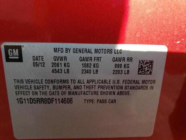 1G11D5RR8DF114606 - 2013 CHEVROLET MALIBU 1LT RED photo 13