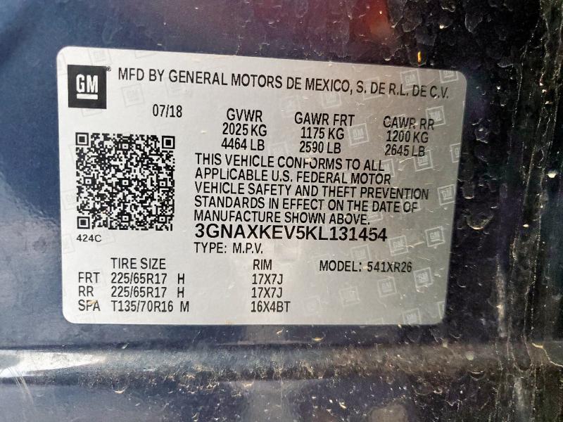 3GNAXKEV5KL131454 - 2019 CHEVROLET EQUINOX LT 石墨色 照片 13