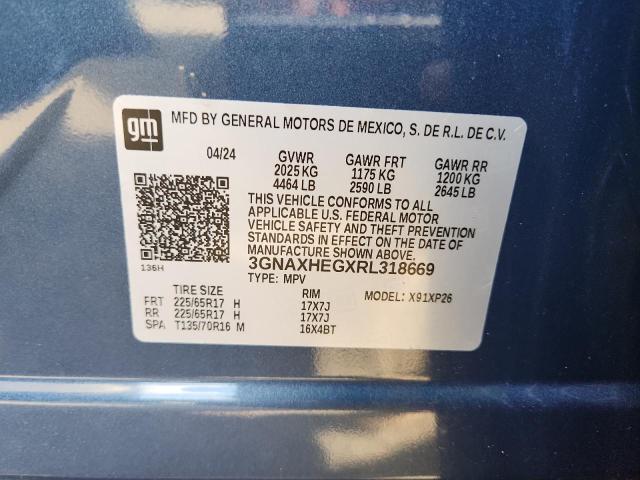 3GNAXHEGXRL318669 - 2024 CHEVROLET EQUINOX LS BLUE photo 13