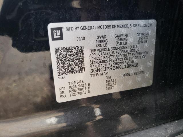 3GNCJPSB6KL188618 - 2019 CHEVROLET TRAX 1LT BLACK photo 13