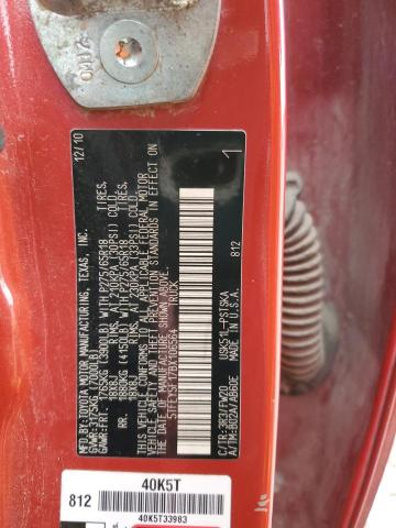 5TFEY5F17BX106564 - 2011 TOYOTA TUNDRA CREWMAX SR5 RED photo 10