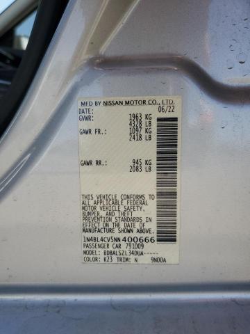 1N4BL4CV5NN400666 - 2022 NISSAN ALTIMA SR SILVER photo 12