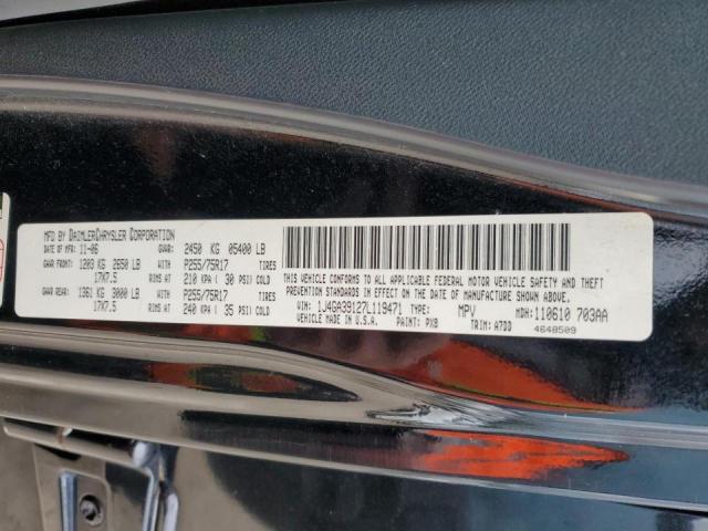 1J4GA39127L119471 - 2007 JEEP WRANGLER X BLACK photo 12