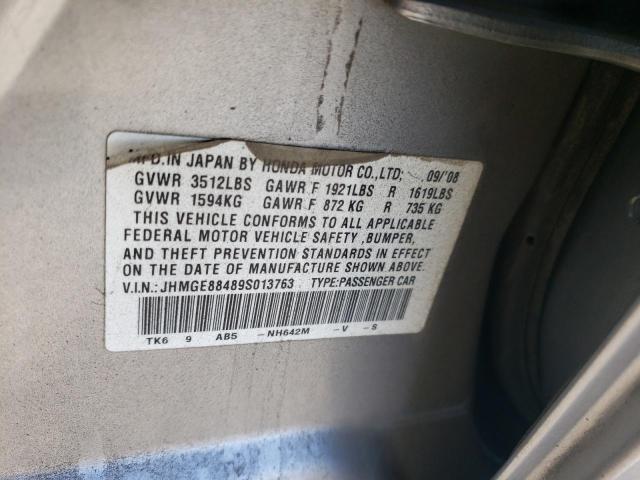 JHMGE88489S013763 - 2009 HONDA FIT SPORT SILVER photo 12
