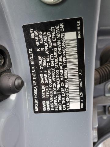 SHHFK7H58JU400872 - 2018 HONDA CIVIC EX 灰色 照片 12