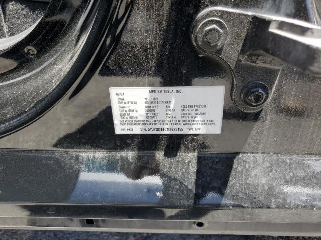 5YJYGDEF7MF273155 - 2021 TESLA MODEL Y BLACK photo 13