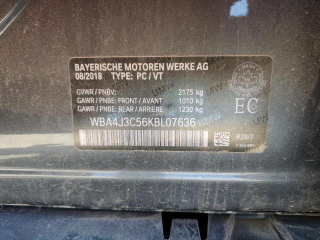 WBA4J3C56KBL07636 - 2019 BMW 430XI GRAN COUPE 灰色 照片 13