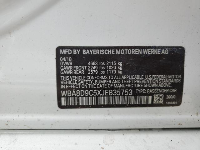 WBA8D9C5XJEB35753 - 2018 BMW 330 XI WHITE photo 12