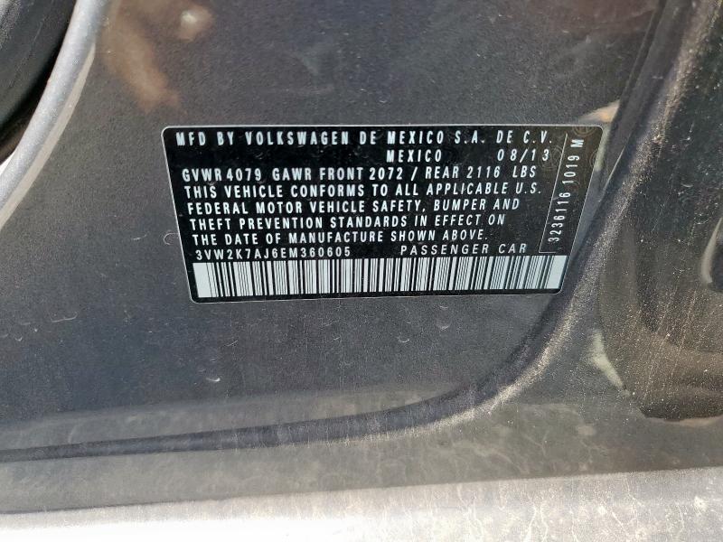 3VW2K7AJ6EM360605 - 2014 VOLKSWAGEN JETTA BASE GRAY photo 12