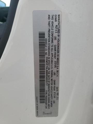 3VWDZ7AJ8BM360377 - 2011 VOLKSWAGEN JETTA SE WHITE photo 12