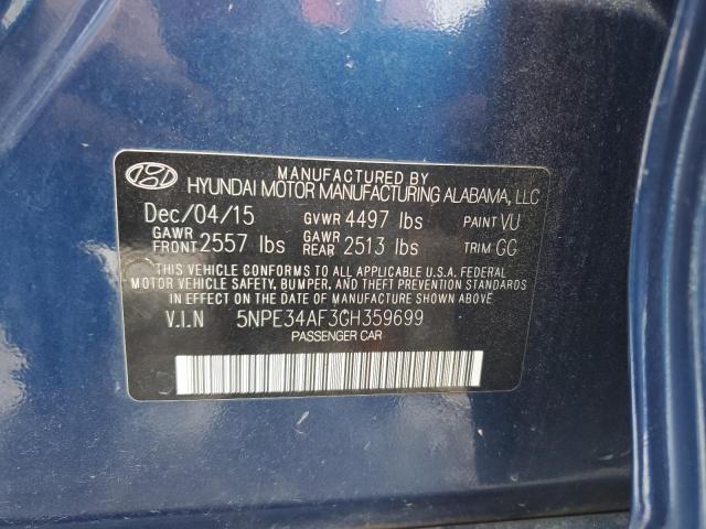 5NPE34AF3GH359699 - 2016 HYUNDAI SONATA SPORT BLUE photo 12