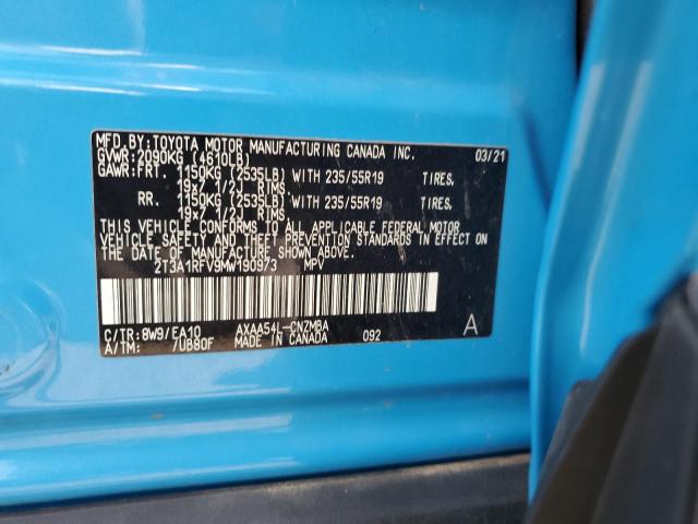 2T3A1RFV9MW190973 - 2021 TOYOTA RAV4 XLE PREMIUM BLUE photo 13