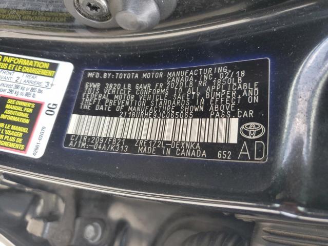 2T1BURHE9JC065065 - 2018 TOYOTA COROLLA L შავი ფოტო 13