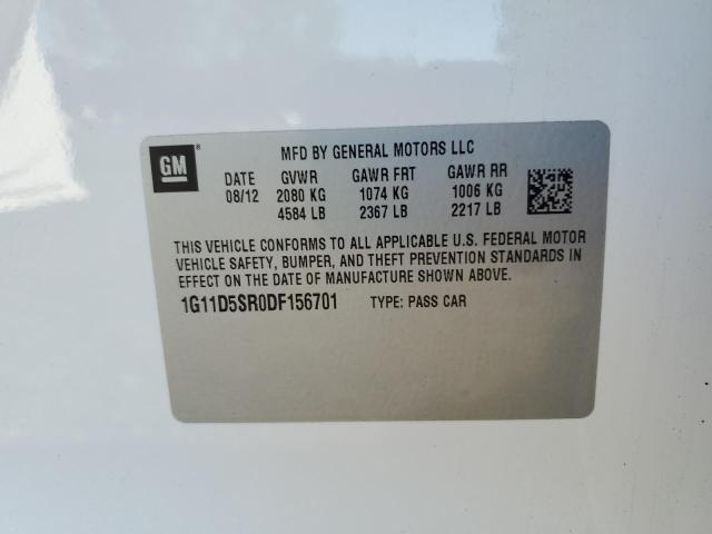 1G11D5SR0DF156701 - 2013 CHEVROLET MALIBU 1LT WHITE photo 12