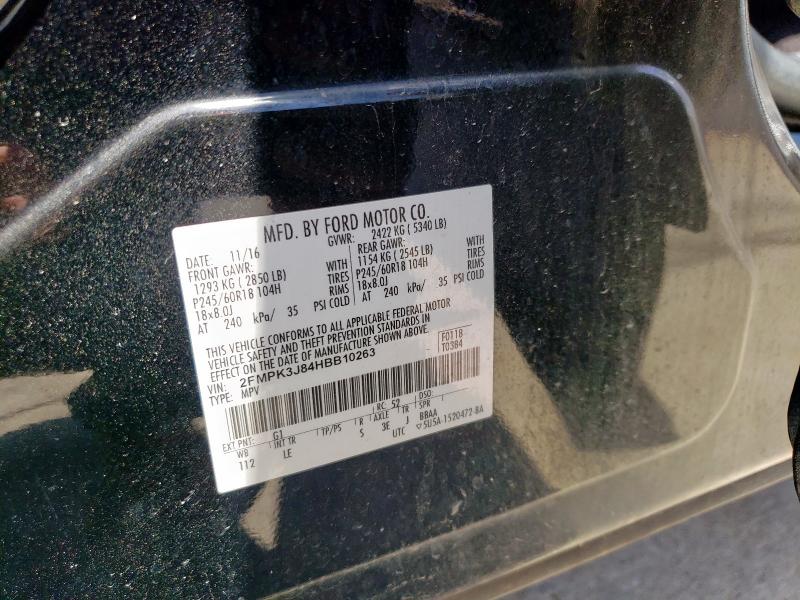 2FMPK3J84HBB10263 - 2017 FORD EDGE SEL BLACK photo 14