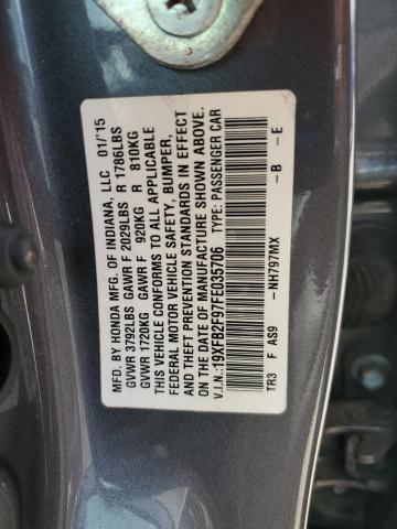 19XFB2F97FE035706 - 2015 HONDA CIVIC EXL Boz foto 13