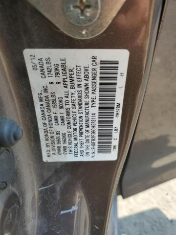 2HGFB2F56CH572114 - 2012 HONDA CIVIC LX BROWN photo 12