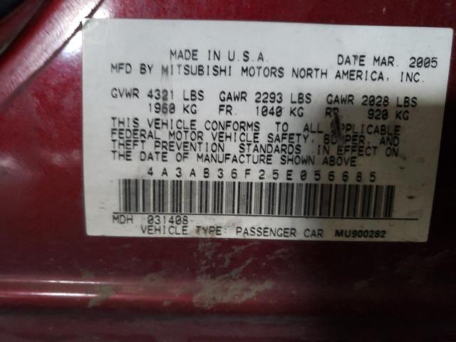 4A3AB36F25E056685 - 2005 MITSUBISHI GALANT ES MEDIUM RED photo 12