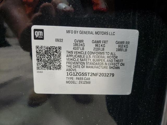 1G1ZG5ST2NF203279 - 2022 CHEVROLET MALIBU RS BLACK photo 12