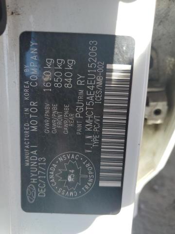 KMHCT5AE4EU152063 - 2014 HYUNDAI ACCENT GLS Ақ фото 12