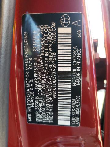 VNKKTUD37JA097678 - 2018 TOYOTA YARIS L Бордовый фото 12