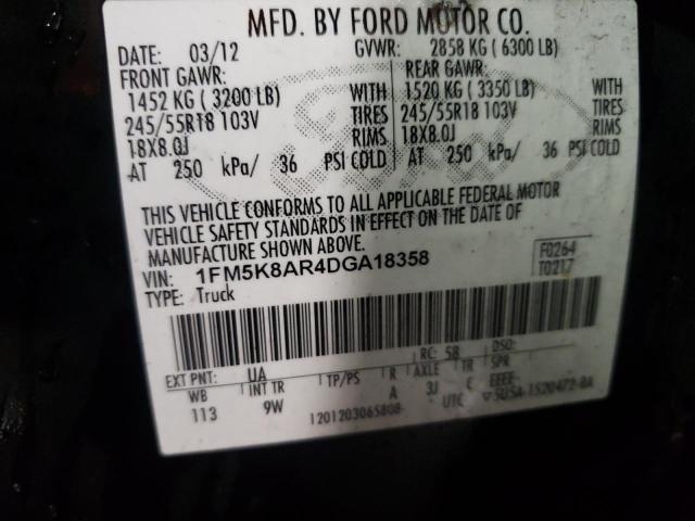 1FM5K8AR4DGA18358 - 2013 FORD EXPLORER POLICE INTERCEPTOR Qara foto 13