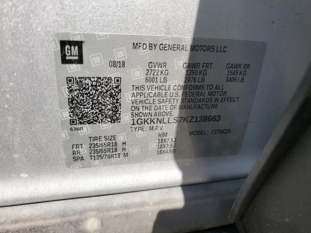 1GKKNLLS7KZ138663 - 2019 GMC ACADIA SLE ვერცხლისფერი ფოტო 13