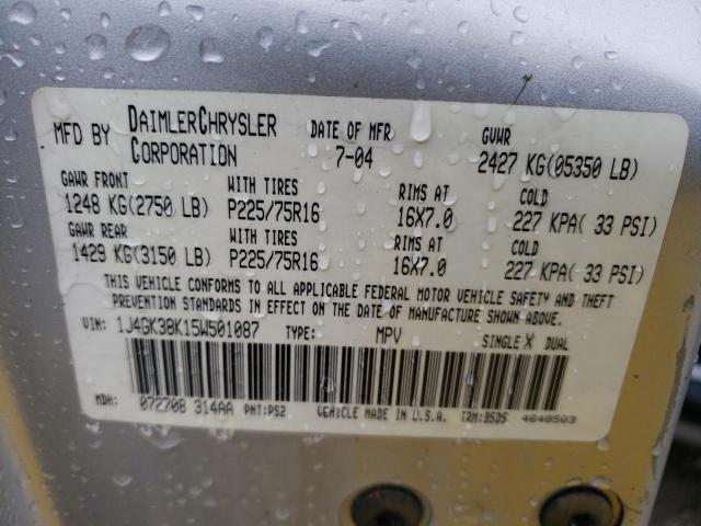 1J4GK38K15W501087 - 2005 JEEP LIBERTY RENEGADE 银色 照片 14