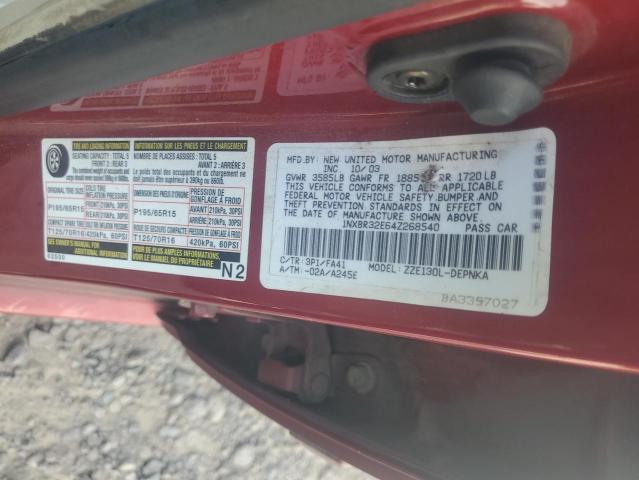 1NXBR32E64Z268540 - 2004 TOYOTA COROLLA CE RED photo 12