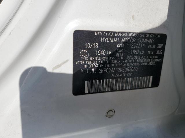 3KPC24A32KE062680 - 2019 HYUNDAI ACCENT SE Blanco foto 12