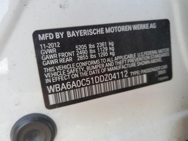 WBA6A0C51DDZ04112 - 2013 BMW 640 I WHITE photo 12