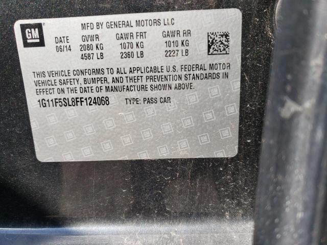 1G11F5SL8FF124068 - 2015 CHEVROLET MALIBU LTZ ნაცრისფერი ფოტო 12