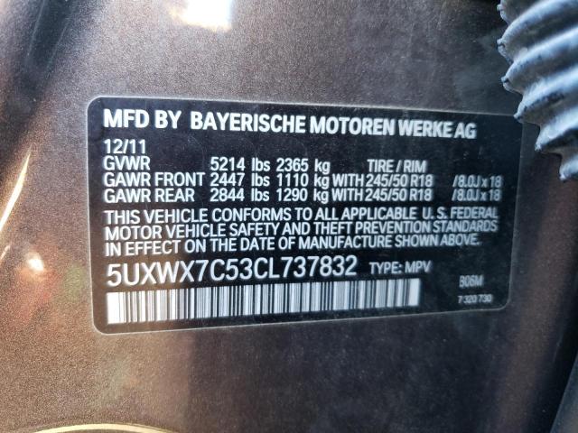 5UXWX7C53CL737832 - 2012 BMW X3 XDRIVE35I GRAY photo 13