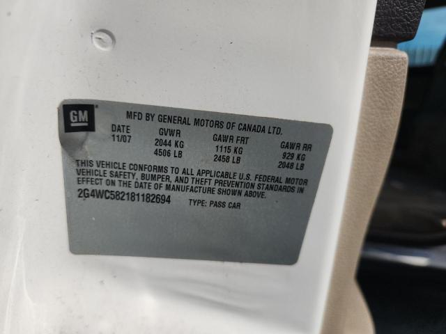 2G4WC582181182694 - 2008 BUICK LACROSSE CX თეთრი ფოტო 12