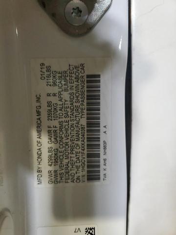 1HGCV1F4XKA040387 - 2019 HONDA ACCORD EX 白色 照片 13