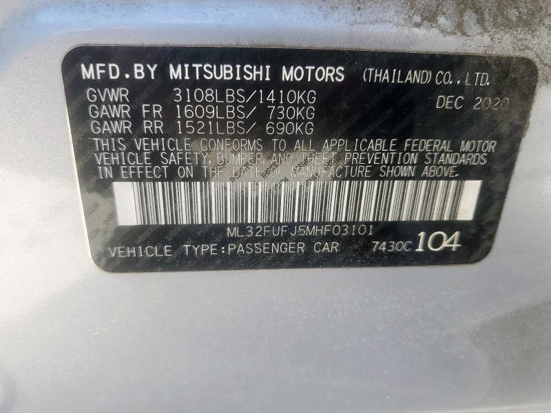 ML32FUFJ5MHF03101 - 2021 MITSUBISHI MIRAGE G4 ES SILVER photo 12