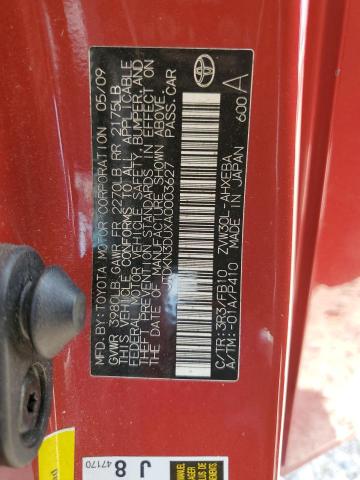 JTDKN3DUXA0003627 - 2010 TOYOTA PRIUS RED photo 14