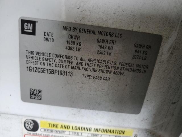 1G1ZC5E15BF198113 - 2011 CHEVROLET MALIBU 1LT 白色 照片 12