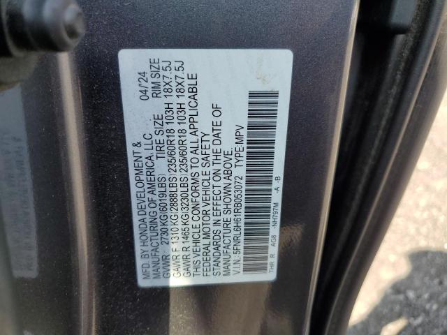 5FNRL6H61RB053072 - 2024 HONDA ODYSSEY EXL GRAY photo 13