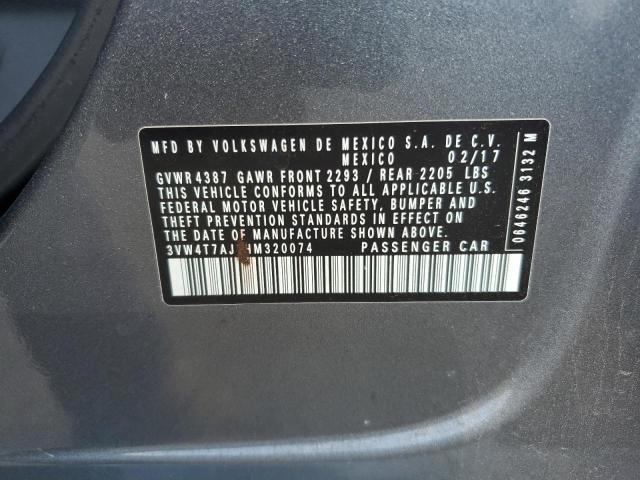 3VW4T7AJ7HM320074 - 2017 VOLKSWAGEN JETTA GLI GRAY photo 12