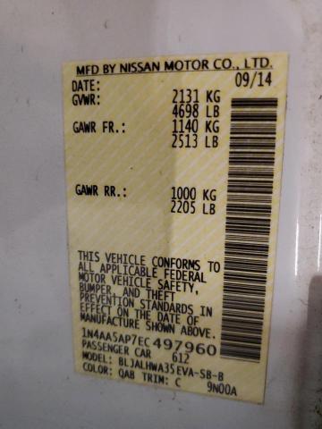 1N4AA5AP7EC497960 - 2014 NISSAN MAXIMA S Ağ foto 12