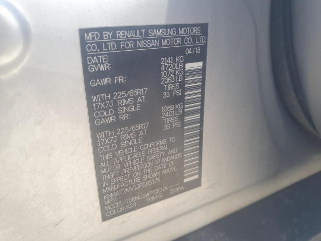 KNMAT2MV1JP585175 - 2018 NISSAN ROGUE S 银色 照片 13