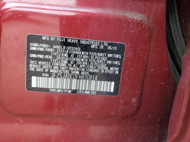 JF2SJADC0FH830814 - 2015 SUBARU FORESTER 2.5I PREMIUM 红色 照片 12