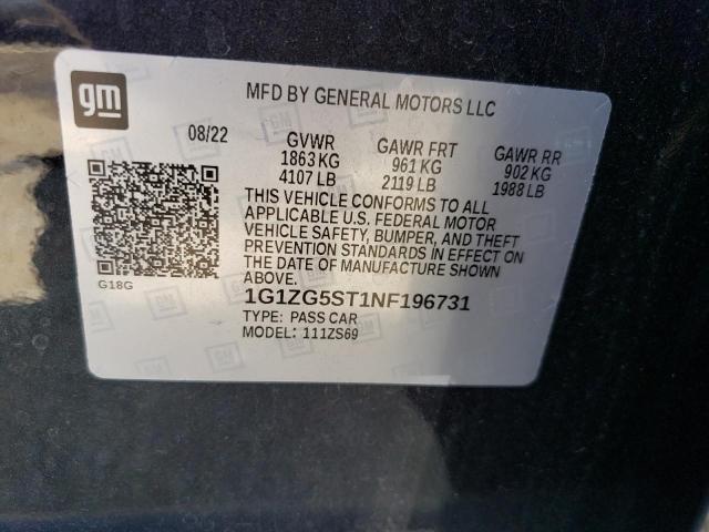 1G1ZG5ST1NF196731 - 2022 CHEVROLET MALIBU RS BLACK photo 12