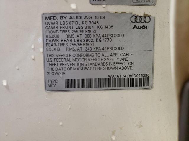 WA1AY74L89D026386 - 2009 AUDI Q7 3.6 QUATTRO WHITE photo 13